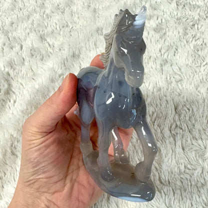 Akaatti - Kristalliyksisarvinen Lumina 300g - 12cm - Valkoisen Liekin Voima