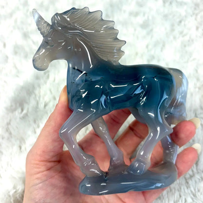 Akaatti - Kristalliyksisarvinen Lumina 300g - 12cm - Valkoisen Liekin Voima