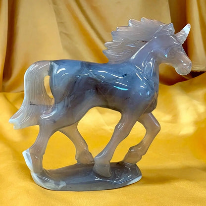 Akaatti - Kristalliyksisarvinen Lumina 300g - 12cm - Valkoisen Liekin Voima