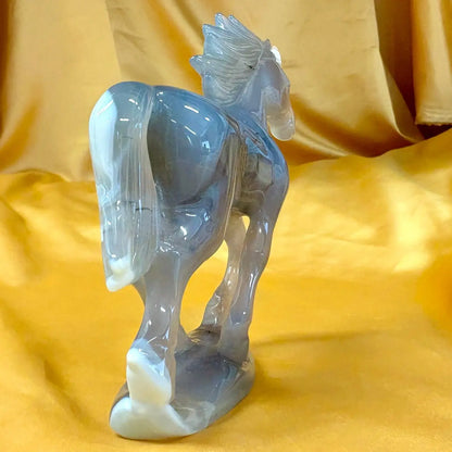 Akaatti - Kristalliyksisarvinen Lumina 300g - 12cm - Valkoisen Liekin Voima