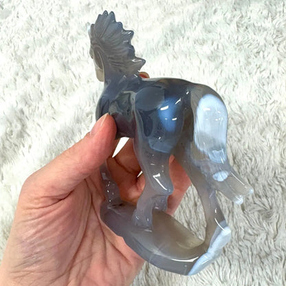 Akaatti - Kristalliyksisarvinen Lumina 300g - 12cm - Valkoisen Liekin Voima