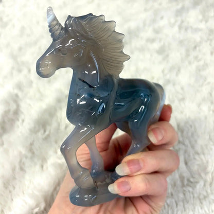 Akaatti - Kristalliyksisarvinen Lumina 300g - 12cm - Valkoisen Liekin Voima