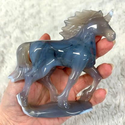 Akaatti - Kristalliyksisarvinen Lumina 300g - 12cm - Valkoisen Liekin Voima