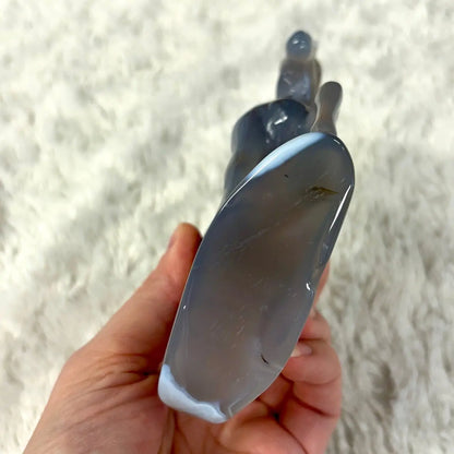 Akaatti - Kristalliyksisarvinen Lumina 300g - 12cm - Valkoisen Liekin Voima