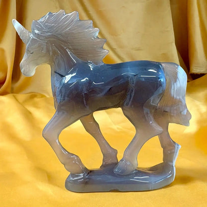 Akaatti - Kristalliyksisarvinen Lumina 300g - 12cm - Valkoisen Liekin Voima