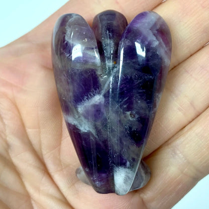 Chevron ametisti - Kristallienkeli – Arkkienkeli Zadkiel 5cm - Valkoisen Liekin Voima