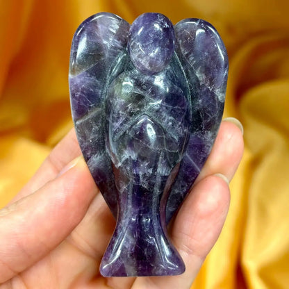 Chevron ametisti - Kristallienkeli - Arkkienkeli Zadkiel - 7,5cm - Valkoisen Liekin Voima