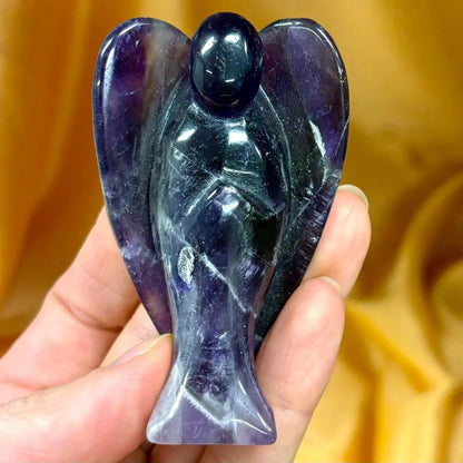 Chevron ametisti - Kristallienkeli - Arkkienkeli Zadkiel - 7,5cm - Valkoisen Liekin Voima