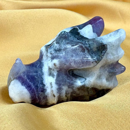 Chevron ametisti - Kristallilohikäärme - Muutoksen Tuli 5cm - Valkoisen Liekin Voima