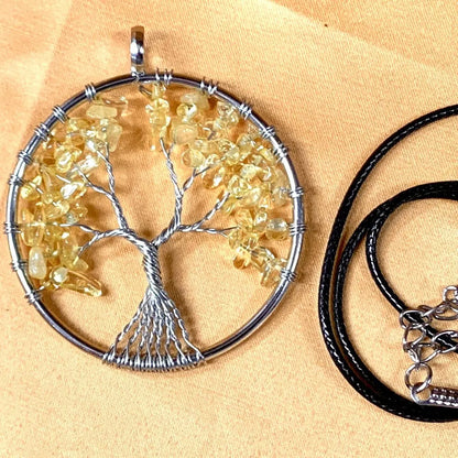 Elämänpuu kaulakoru - Sitriini - 5cm - Valkoisen Liekin Voima