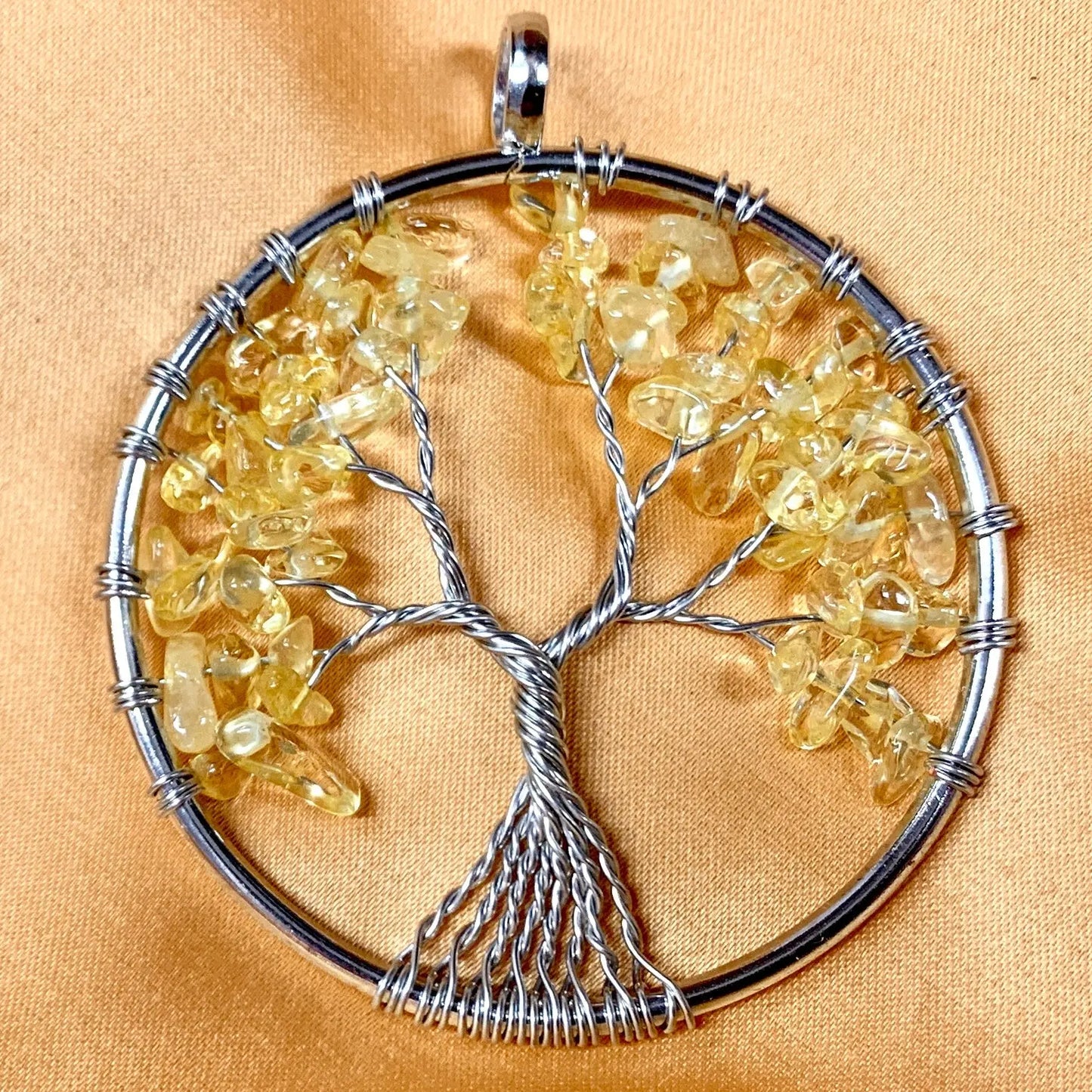 Elämänpuu kaulakoru - Sitriini - 5cm - Valkoisen Liekin Voima