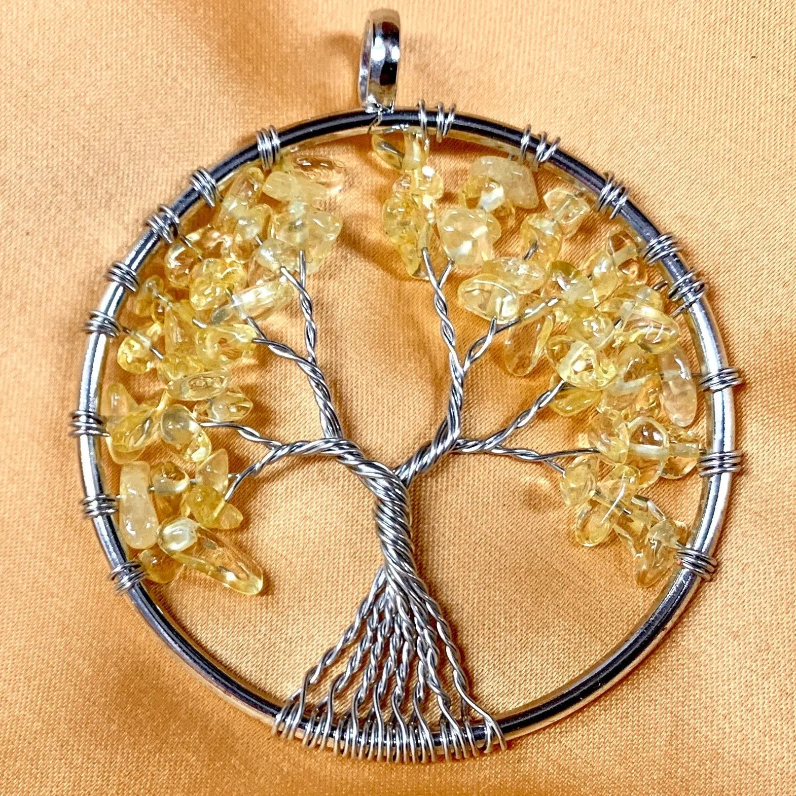 Elämänpuu kaulakoru - Sitriini - 5cm - Valkoisen Liekin Voima