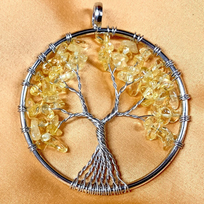 Elämänpuu kaulakoru - Sitriini - 5cm - Valkoisen Liekin Voima