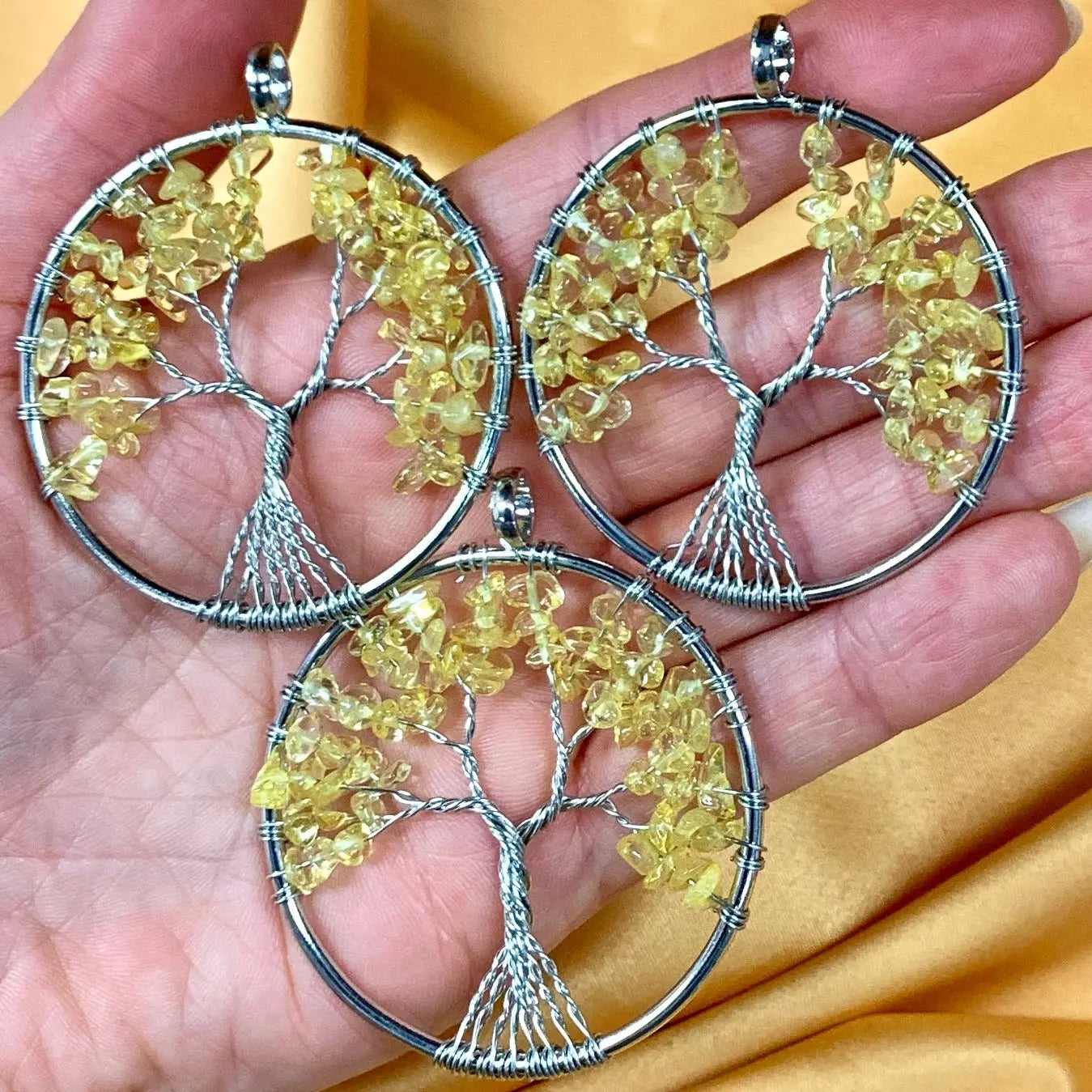 Elämänpuu kaulakoru - Sitriini - 5cm - Valkoisen Liekin Voima