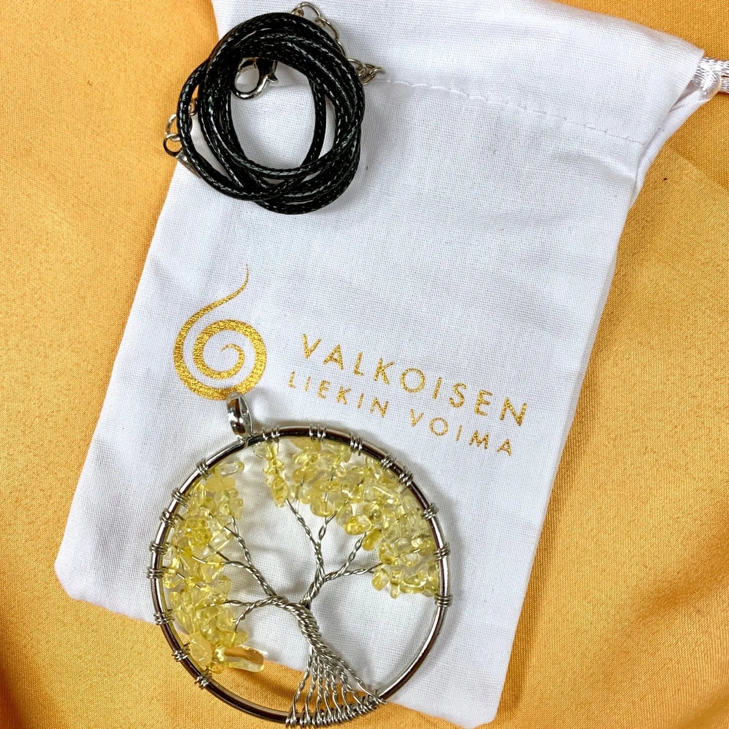 Elämänpuu kaulakoru - Sitriini - 5cm - Valkoisen Liekin Voima