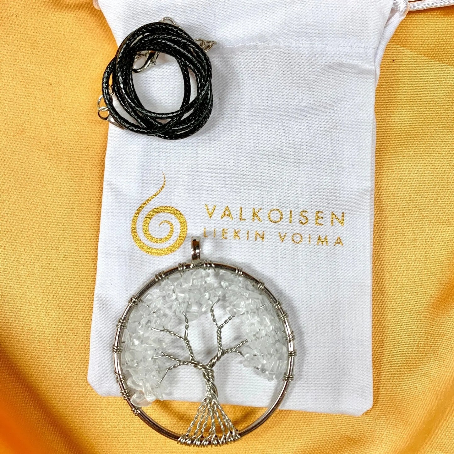 Elämänpuu kaulakoru - Vuorikristalli - 5cm - Valkoisen Liekin Voima