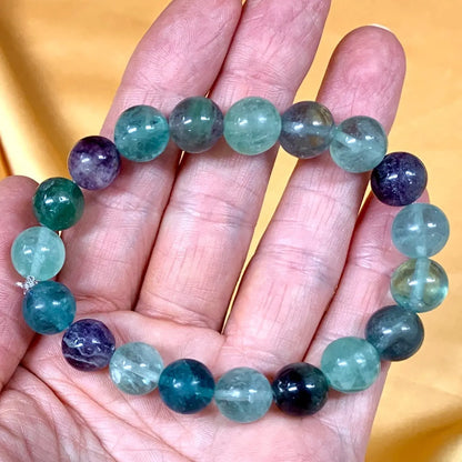 Sateenkaarifluoriitti - Rannekoru - Vapauttaa riippuvuuksista ja turhasta tunnekuormasta - Valkoisen Liekin Voima