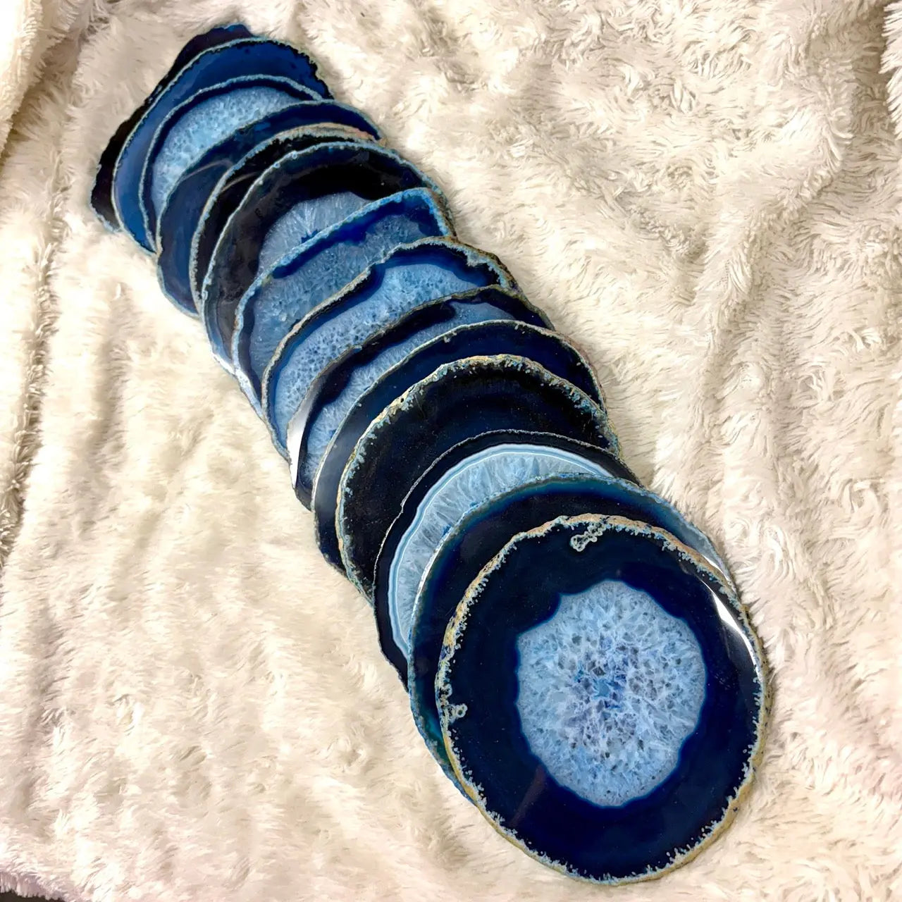 ISO - Sininen Akaattilevy 12cm-14cm Valkoisen Liekin Voima