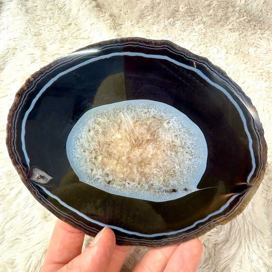 Iso uniikki Akaattilevy - Musta - 14,3cm x 11,9cm - 222g - Valkoisen Liekin Voima