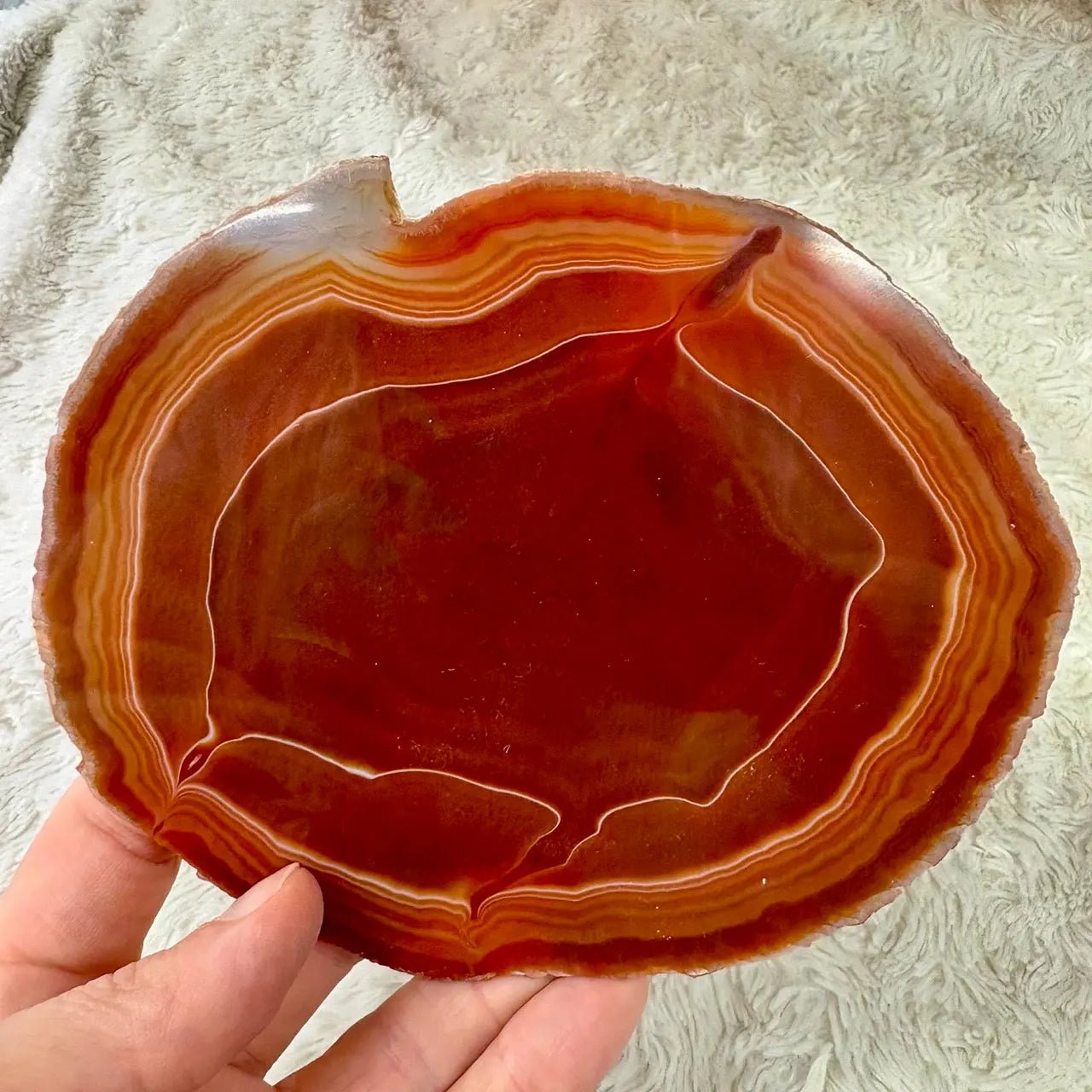 Iso uniikki Akaattilevy - Punaruskea - 14cm x 11,5cm - 200g - Valkoisen Liekin Voima