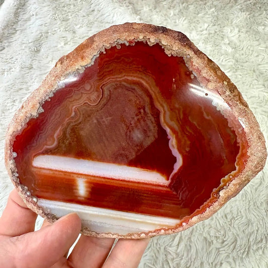 Iso uniikki Akaattilevy - Ruskea - 13cm x 11cm - 150g - Valkoisen Liekin Voima