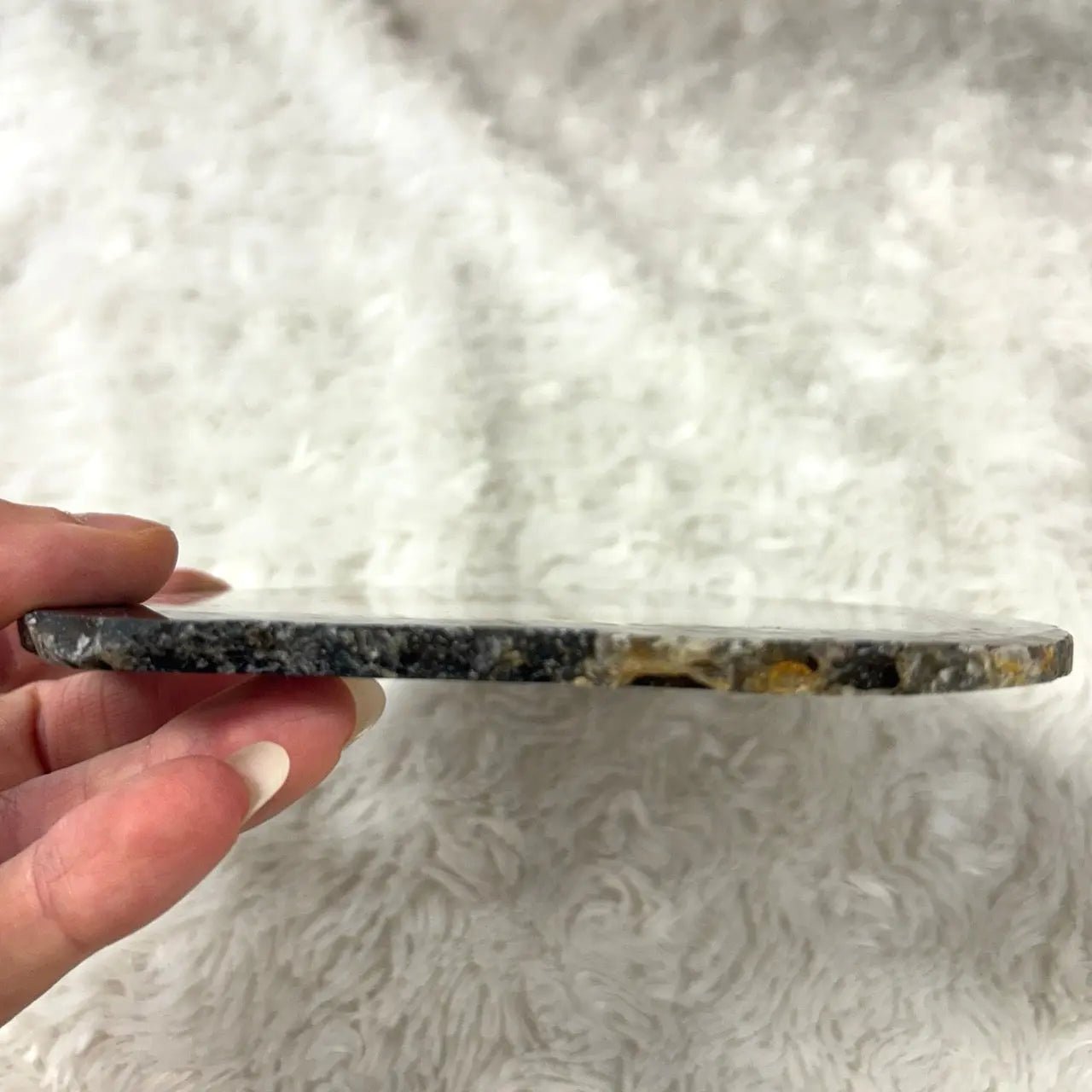 Iso uniikki Akaattilevy - Tummanruskea - 13,5cm x 13cm - 240g - Valkoisen Liekin Voima