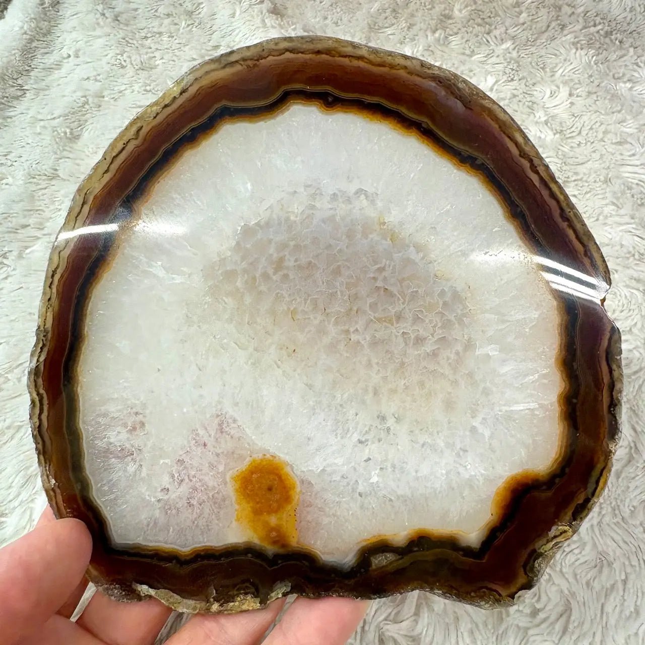 Iso uniikki Akaattilevy - Tummanruskea - 13,5cm x 13cm - 240g - Valkoisen Liekin Voima