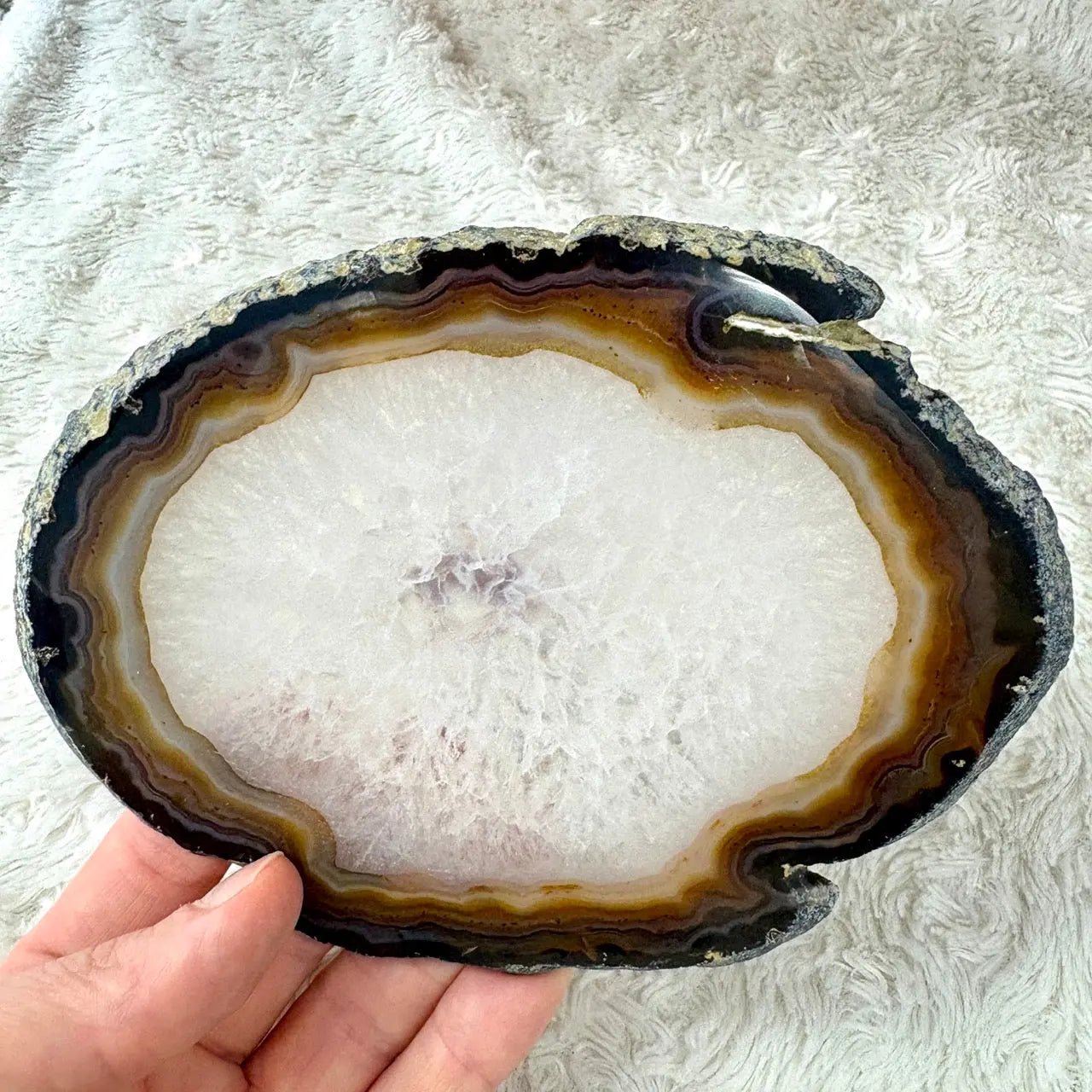 Iso uniikki Akaattilevy - Tummanruskea - 15cm x 11,5cm - 220g - Valkoisen Liekin Voima