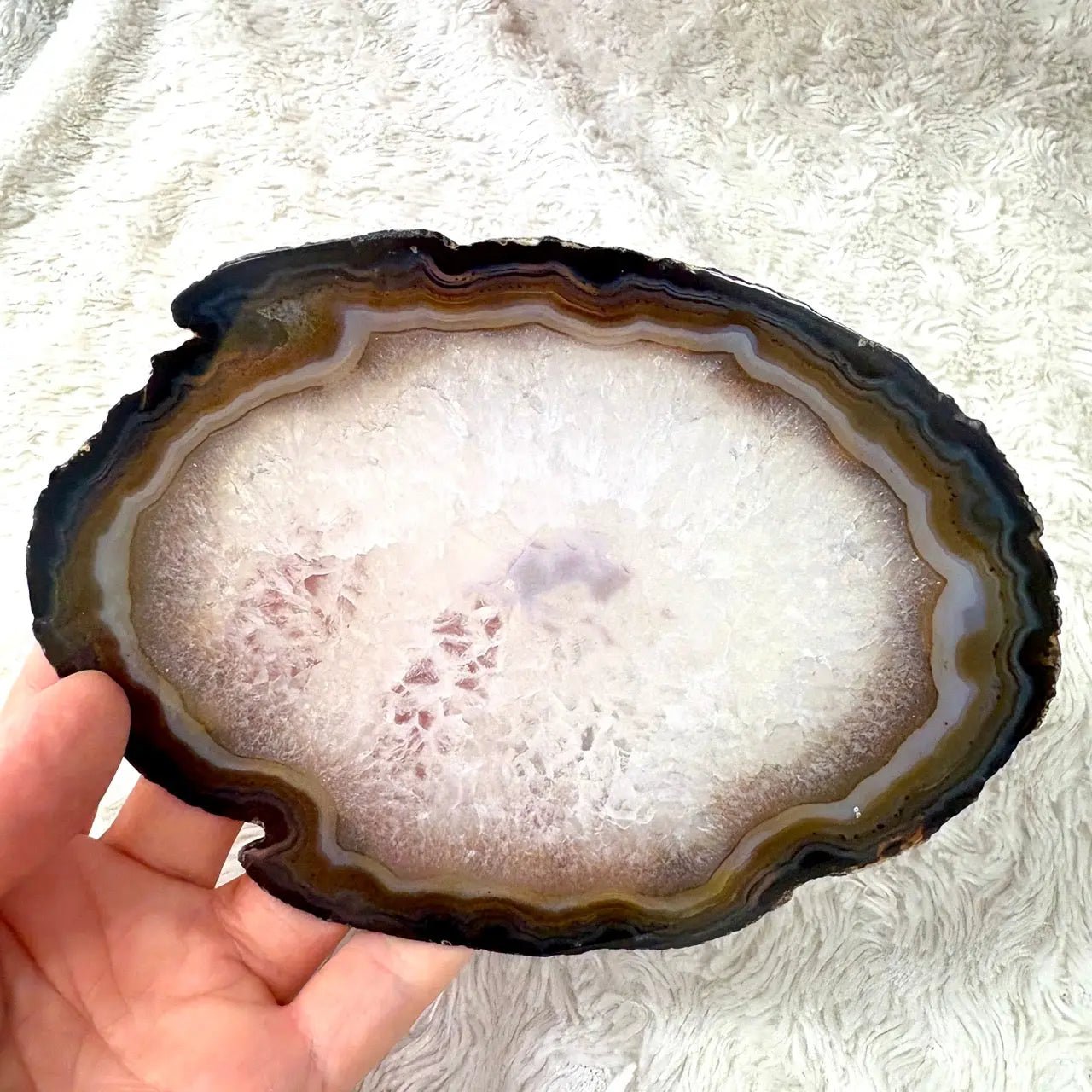 Iso uniikki Akaattilevy - Tummanruskea - 15cm x 11,5cm - 220g - Valkoisen Liekin Voima