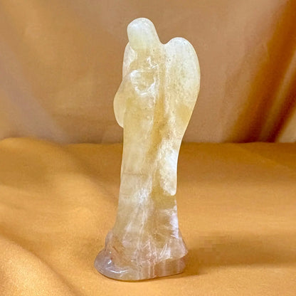 Keltainen fluoriitti - Kristallienkeli - Arkkienkeli Jofiel 8cm - Valkoisen Liekin Voima