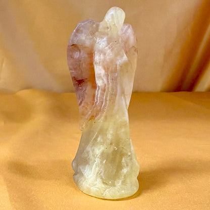 Keltainen fluoriitti - Kristallienkeli - Arkkienkeli Jofiel 8cm - Valkoisen Liekin Voima