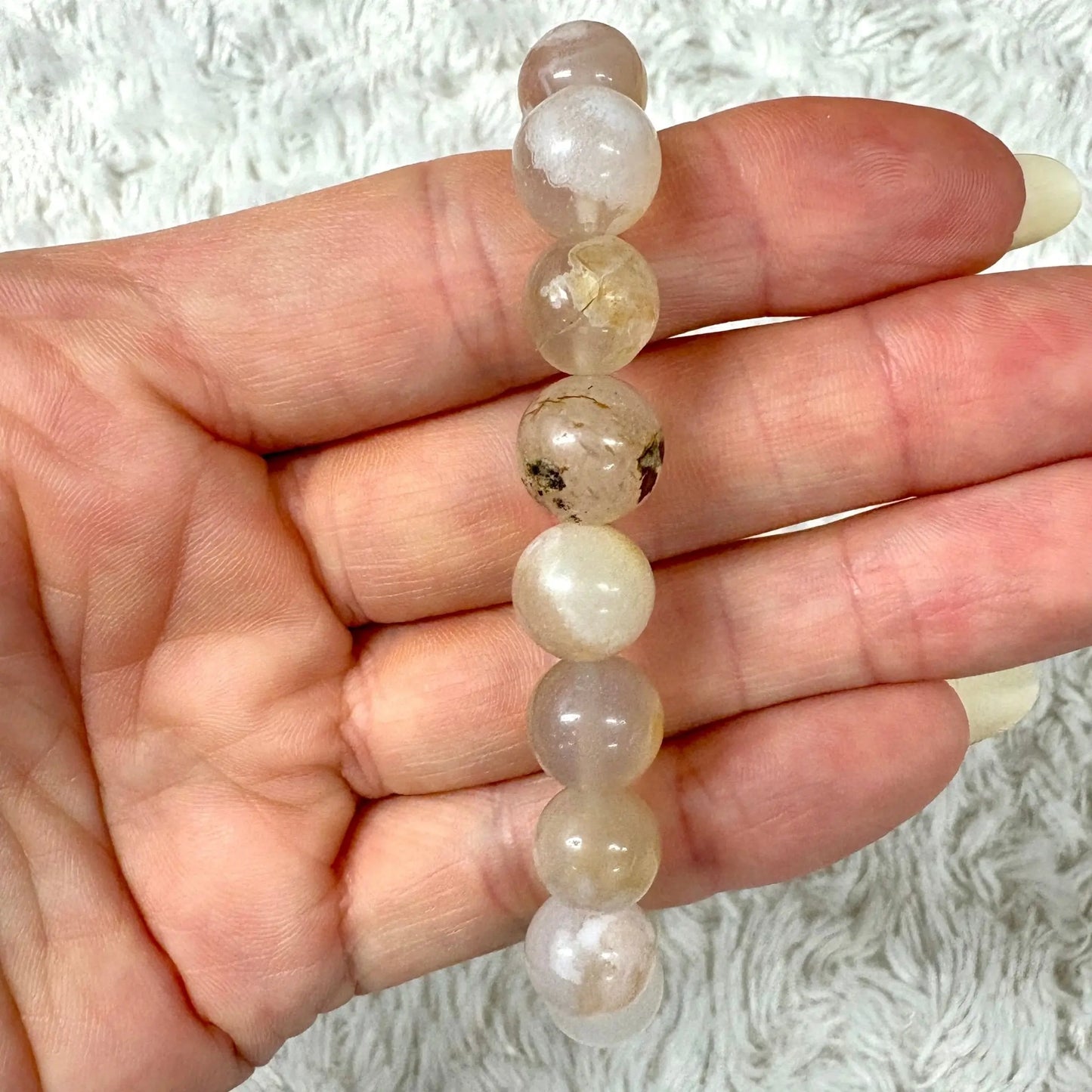 Kirsikankukka - akaatti - Rannekoru - Auttaa menestymään ja ottamaan koko potentiaalin käyttöön - Valkoisen Liekin Voima