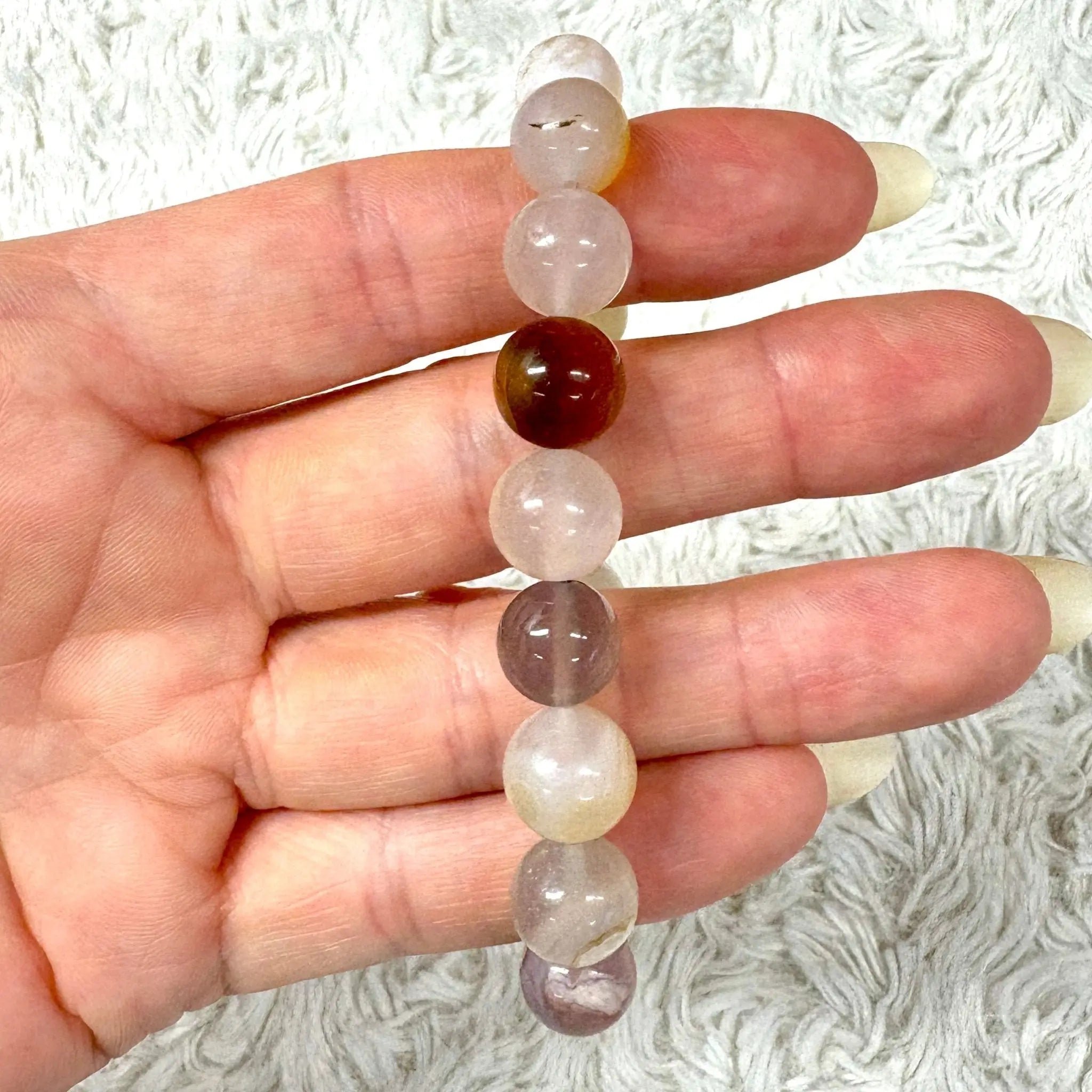 Kirsikankukka - akaatti - Rannekoru - Auttaa menestymään ja ottamaan koko potentiaalin käyttöön - Valkoisen Liekin Voima