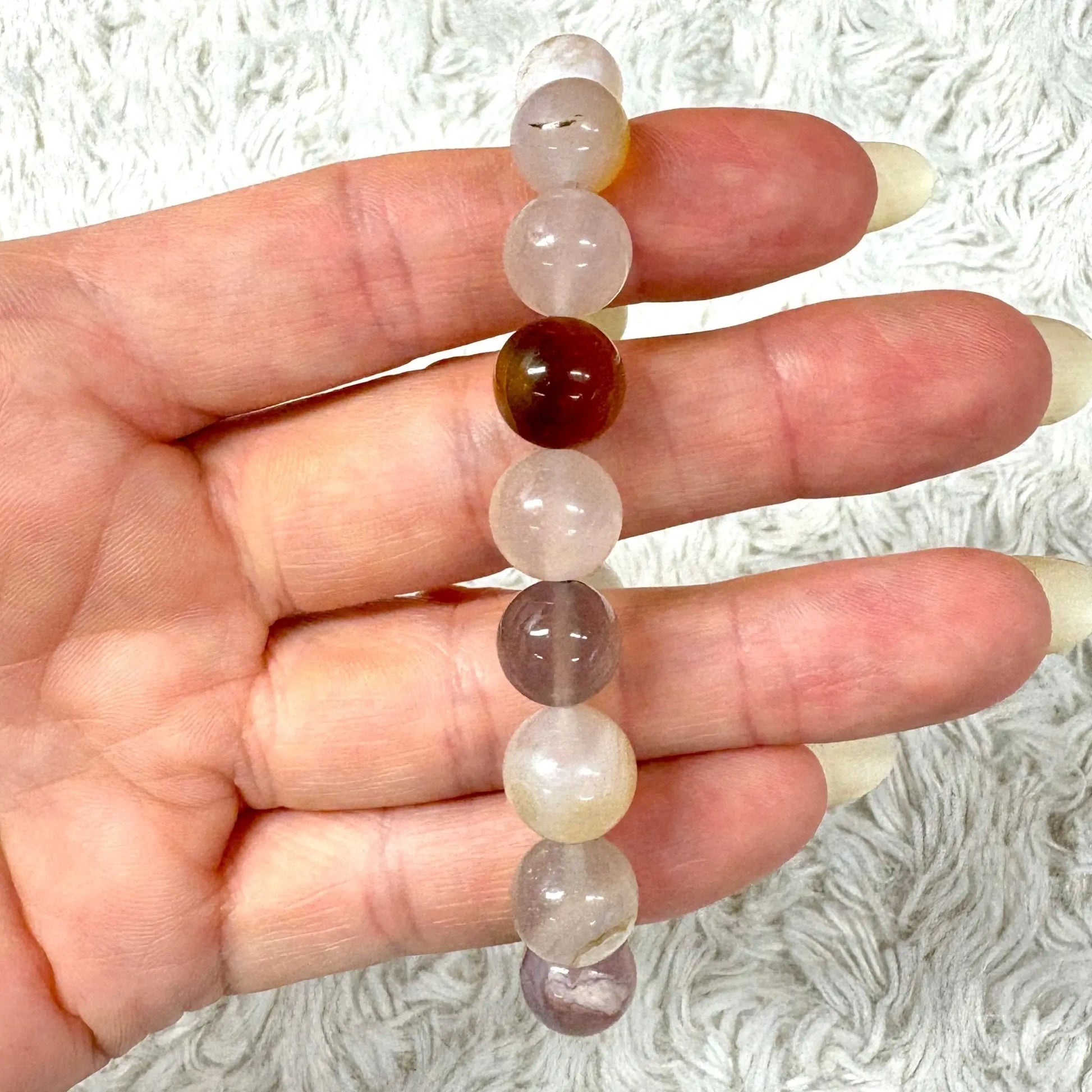 Kirsikankukka - akaatti - Rannekoru - Auttaa menestymään ja ottamaan koko potentiaalin käyttöön - Valkoisen Liekin Voima