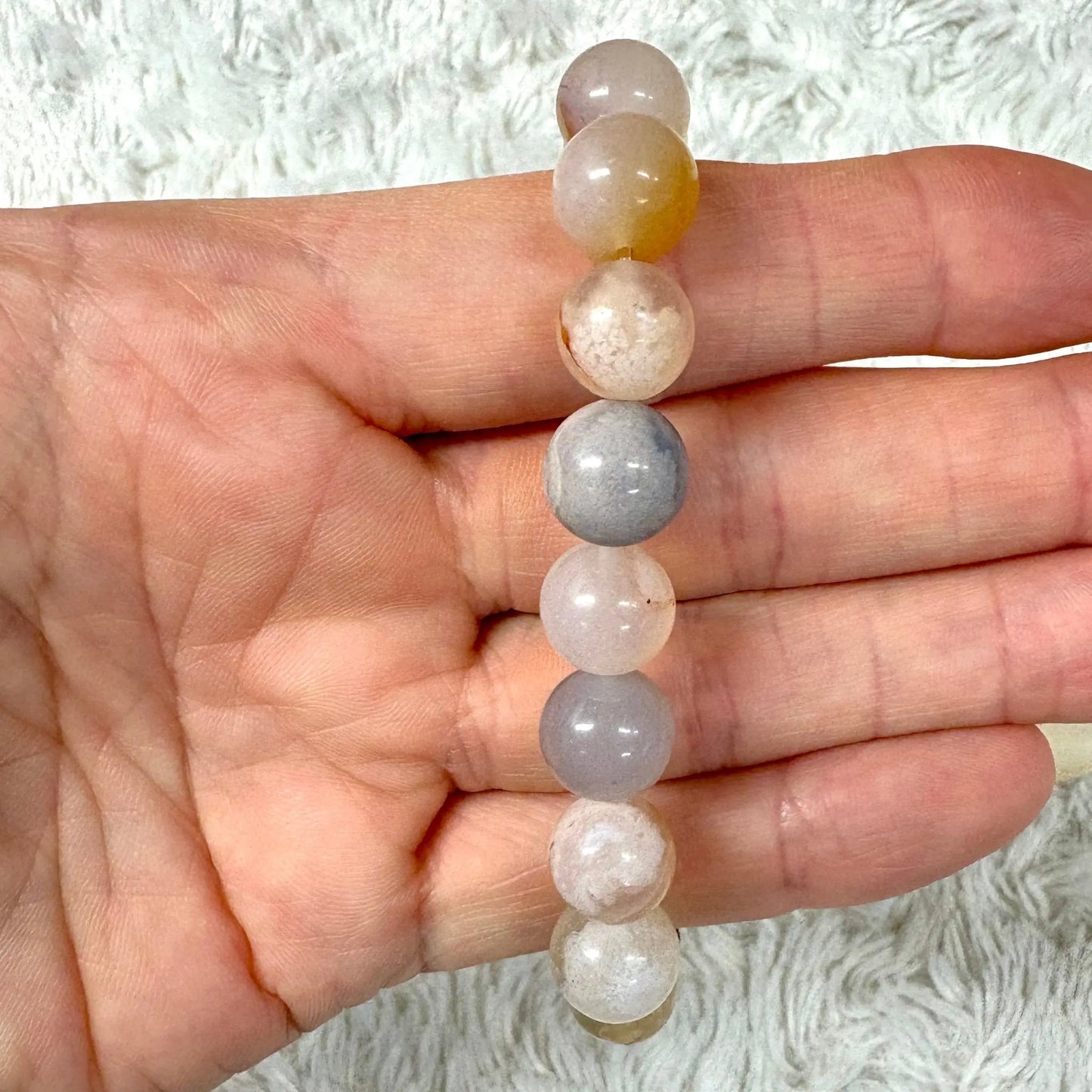 Kirsikankukka - akaatti - Rannekoru - Auttaa menestymään ja ottamaan koko potentiaalin käyttöön - Valkoisen Liekin Voima