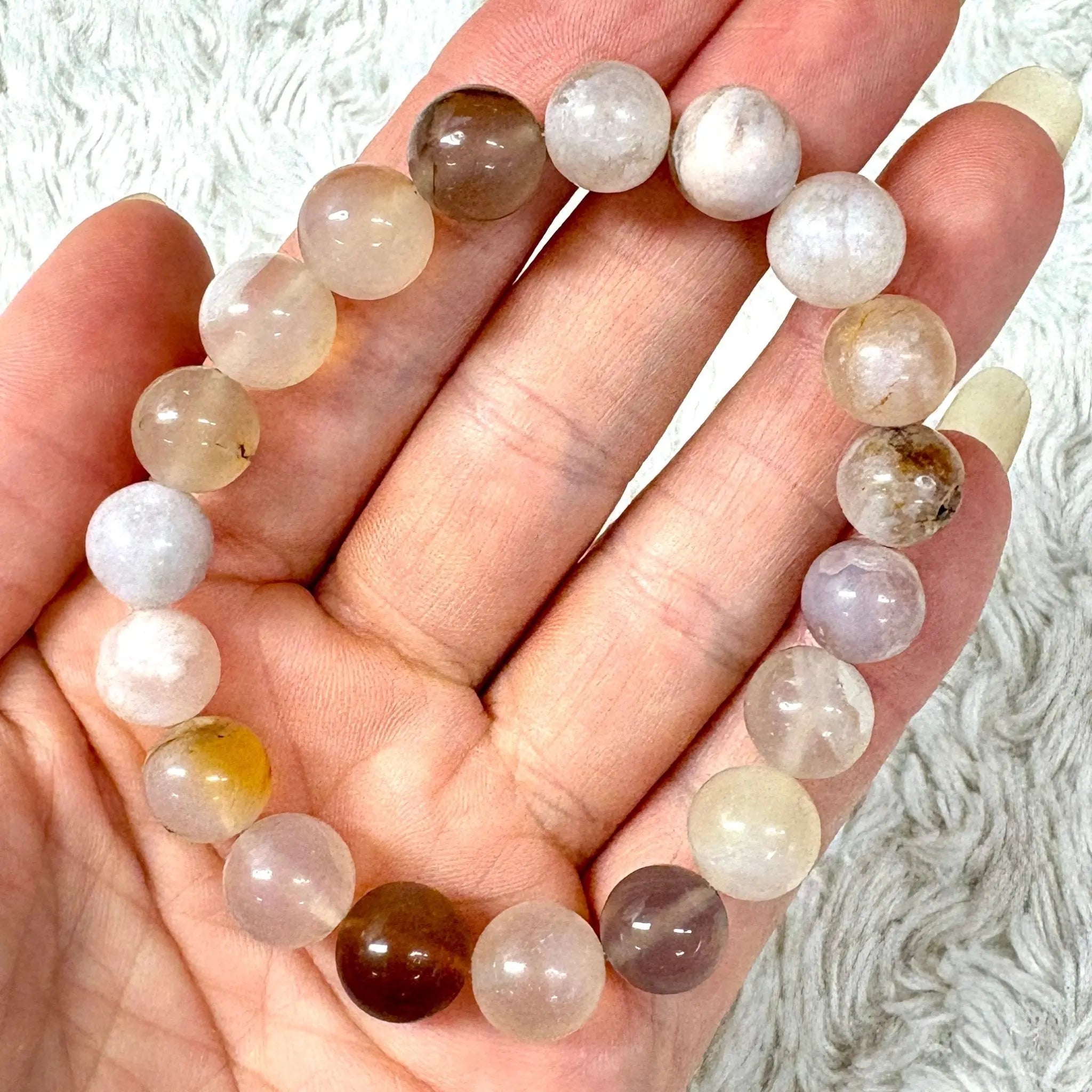 Kirsikankukka - akaatti - Rannekoru - Auttaa menestymään ja ottamaan koko potentiaalin käyttöön - Valkoisen Liekin Voima