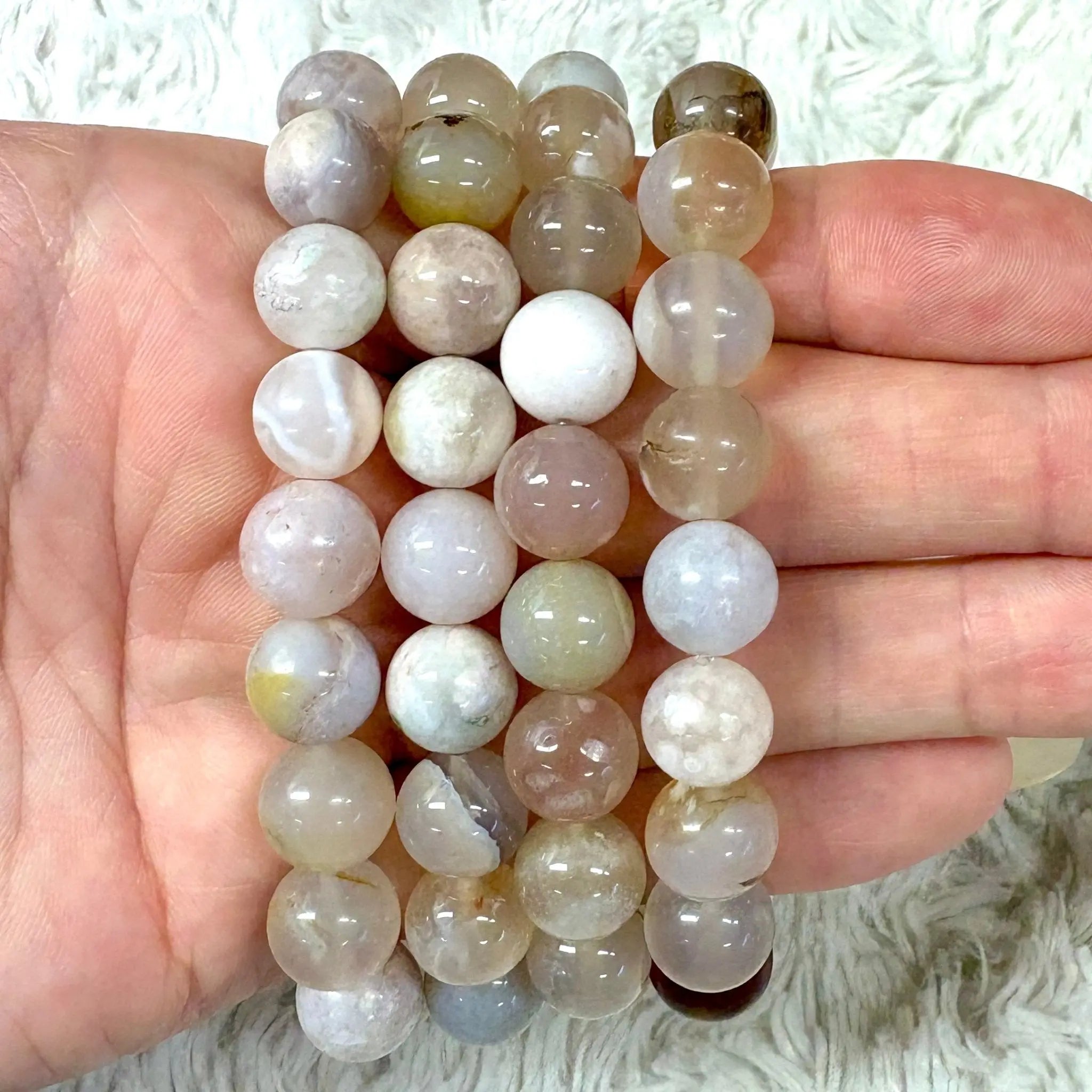 Kirsikankukka - akaatti - Rannekoru - Auttaa menestymään ja ottamaan koko potentiaalin käyttöön - Valkoisen Liekin Voima