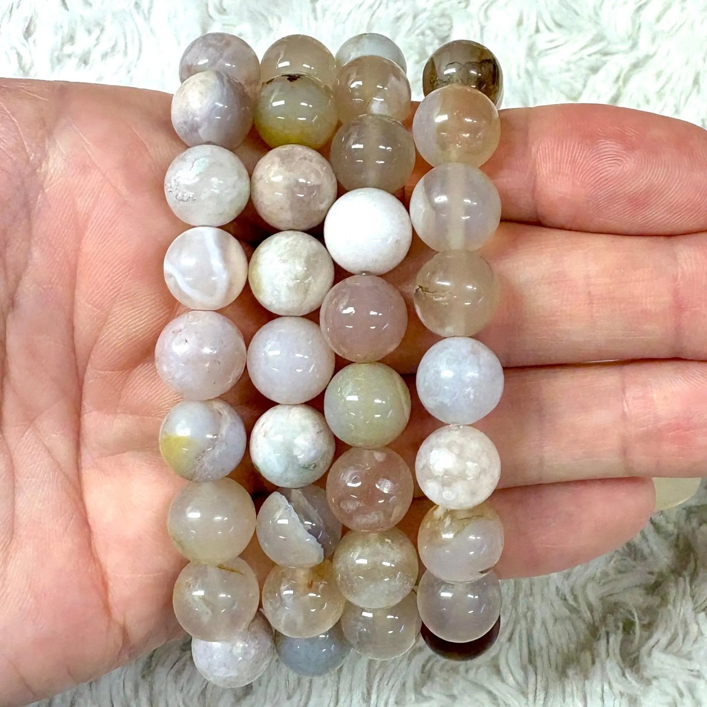 Kirsikankukka - akaatti - Rannekoru - Auttaa menestymään ja ottamaan koko potentiaalin käyttöön - Valkoisen Liekin Voima