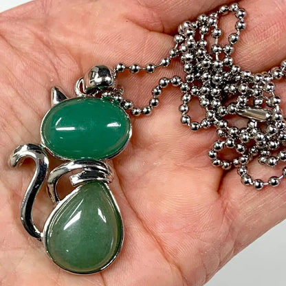 Kissakaulakoru - Vihreä aventuriini 4,5cm + ketju 60cm - Valkoisen Liekin Voima