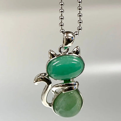 Kissakaulakoru - Vihreä aventuriini 4,5cm + ketju 60cm - Valkoisen Liekin Voima