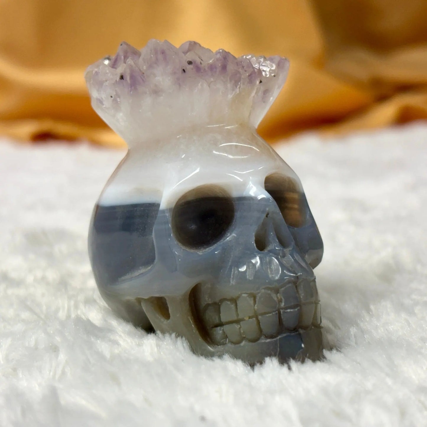 Kristallikallo Merlin - akaatti, geodi kruunulla - Valkoisen Liekin Voima