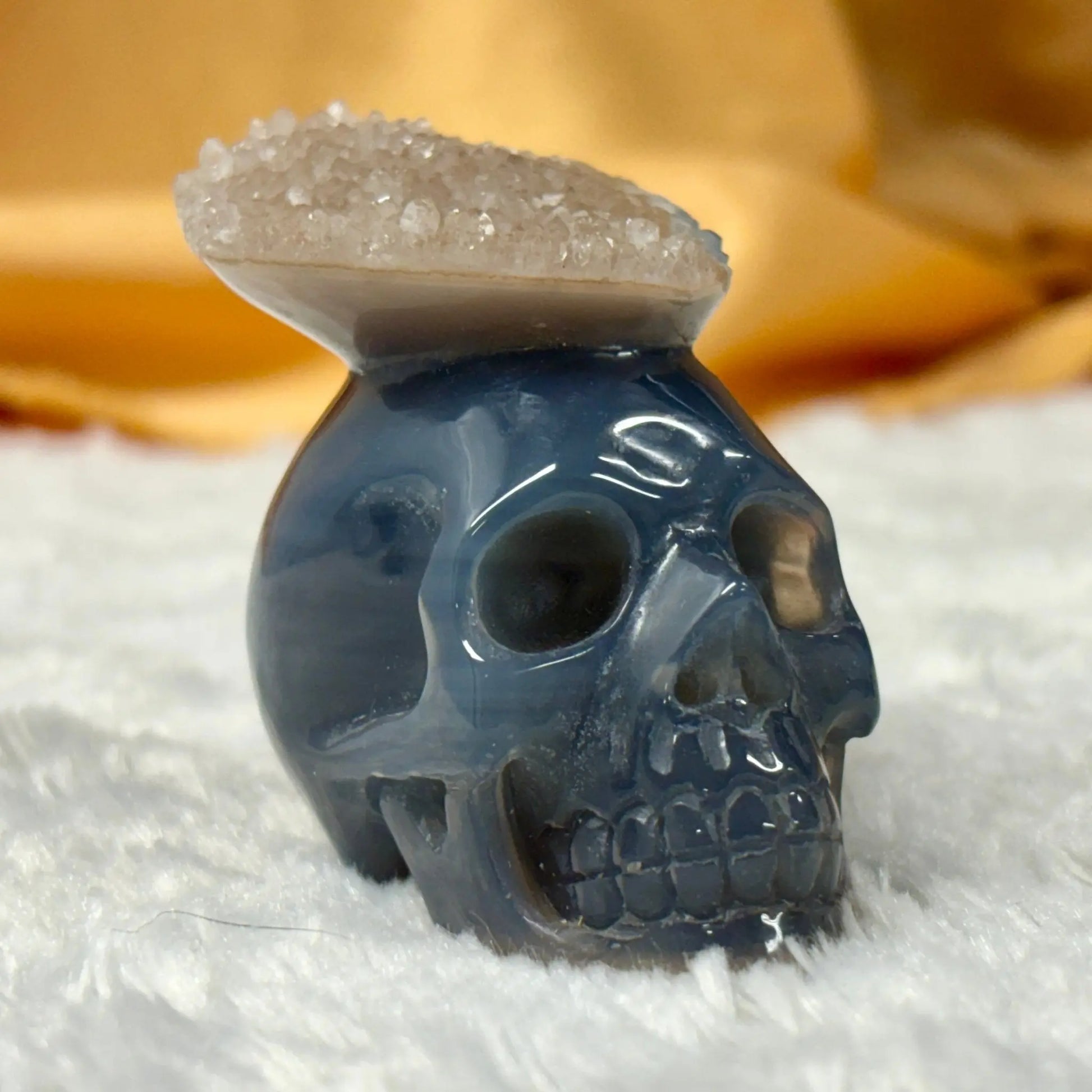 Kristallikallo Merlin - akaatti, geodi kruunulla - Valkoisen Liekin Voima