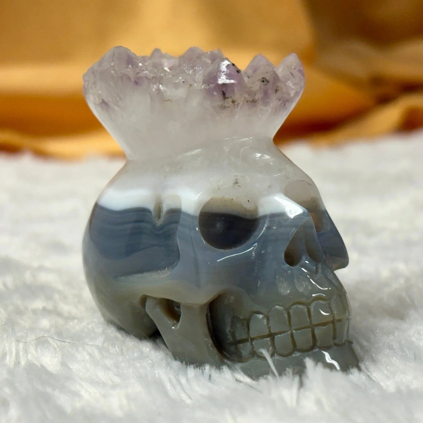 Kristallikallo Merlin - akaatti, geodi kruunulla - Valkoisen Liekin Voima