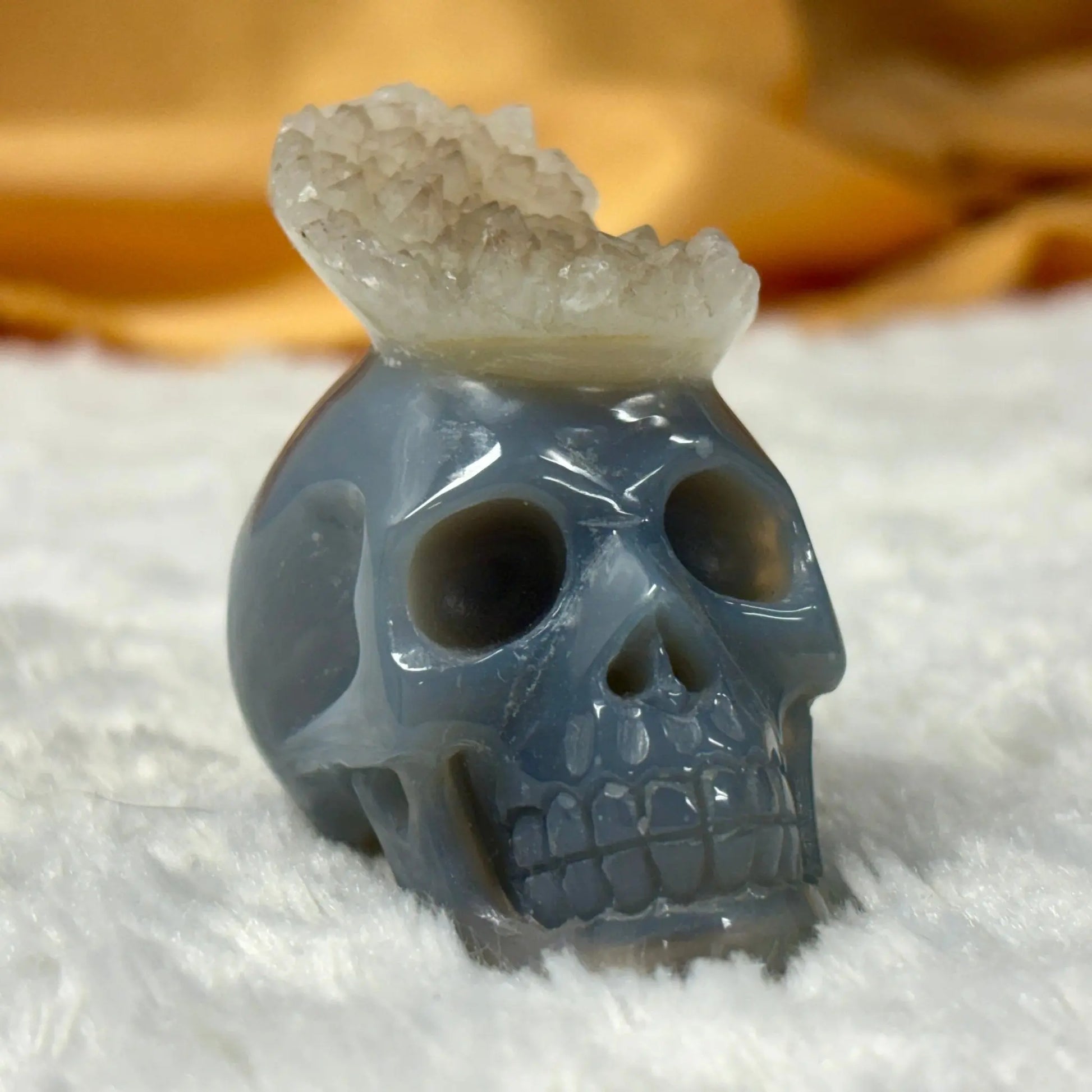 Kristallikallo Merlin - akaatti, geodi kruunulla - Valkoisen Liekin Voima