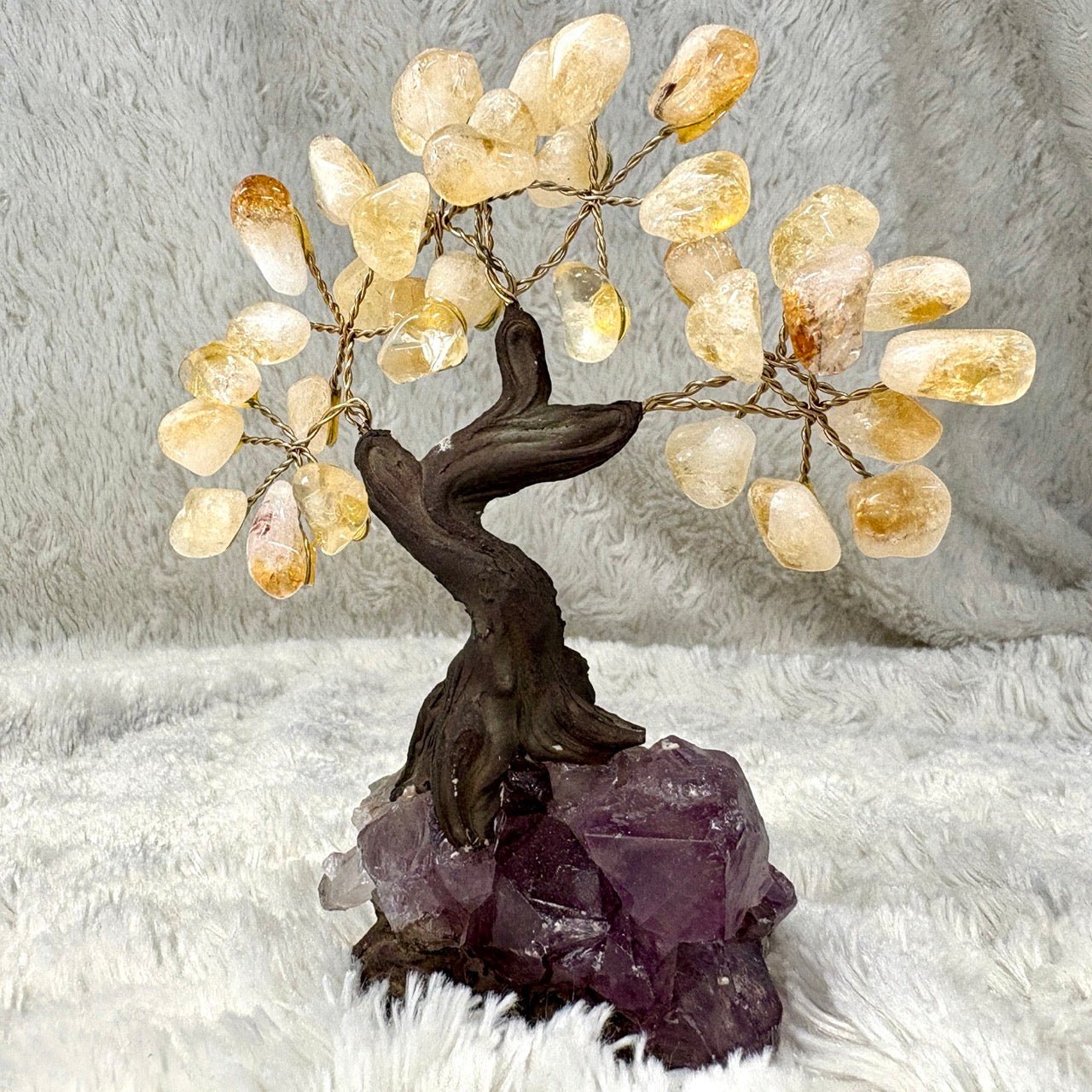 Kristallipuu - Sitriini - Ametisti 13cm - 03 - Valkoisen Liekin Voima