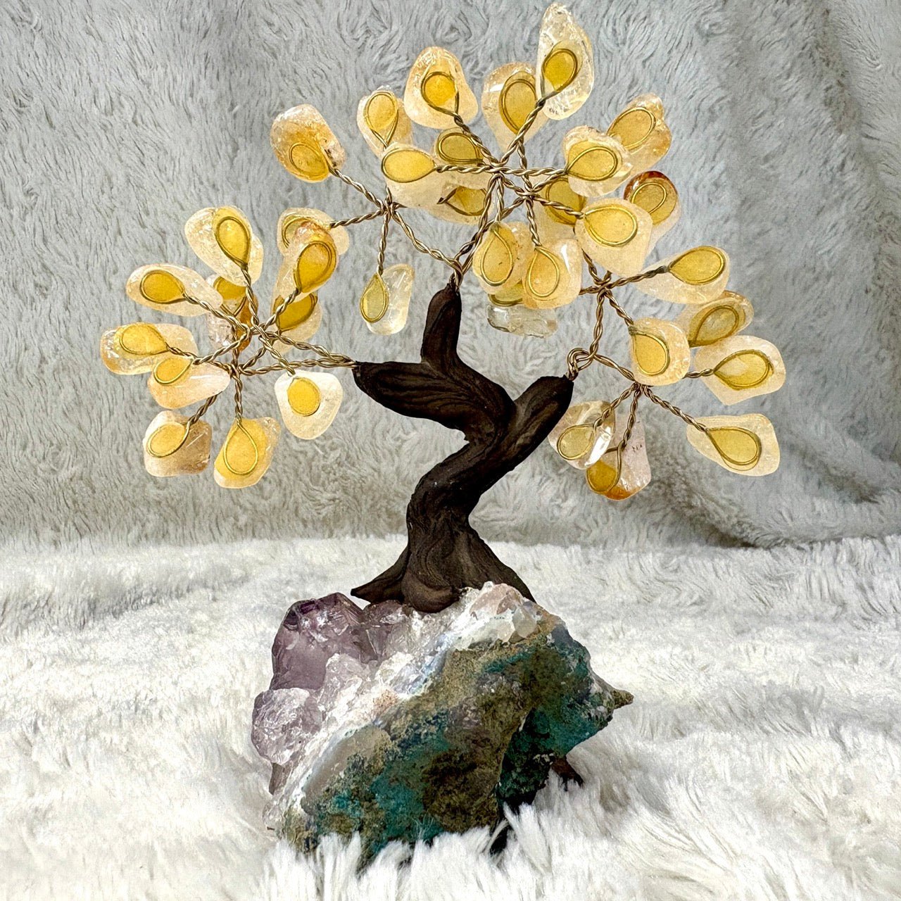 Kristallipuu - Sitriini - Ametisti 13cm - 03 - Valkoisen Liekin Voima
