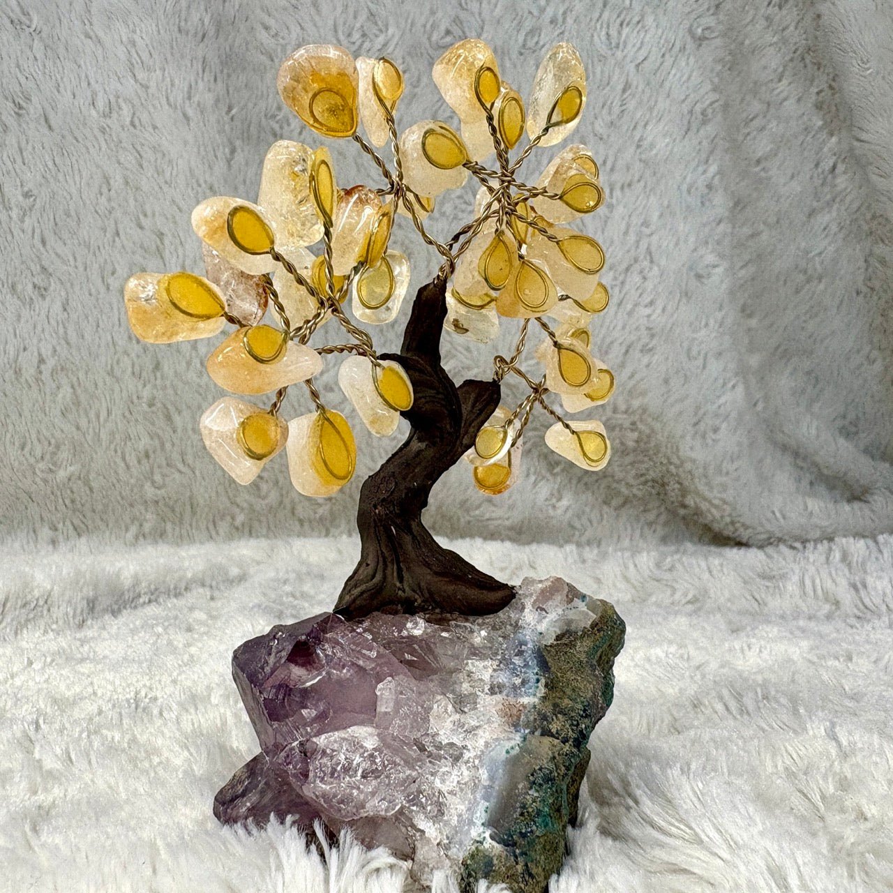 Kristallipuu - Sitriini - Ametisti 13cm - 03 - Valkoisen Liekin Voima