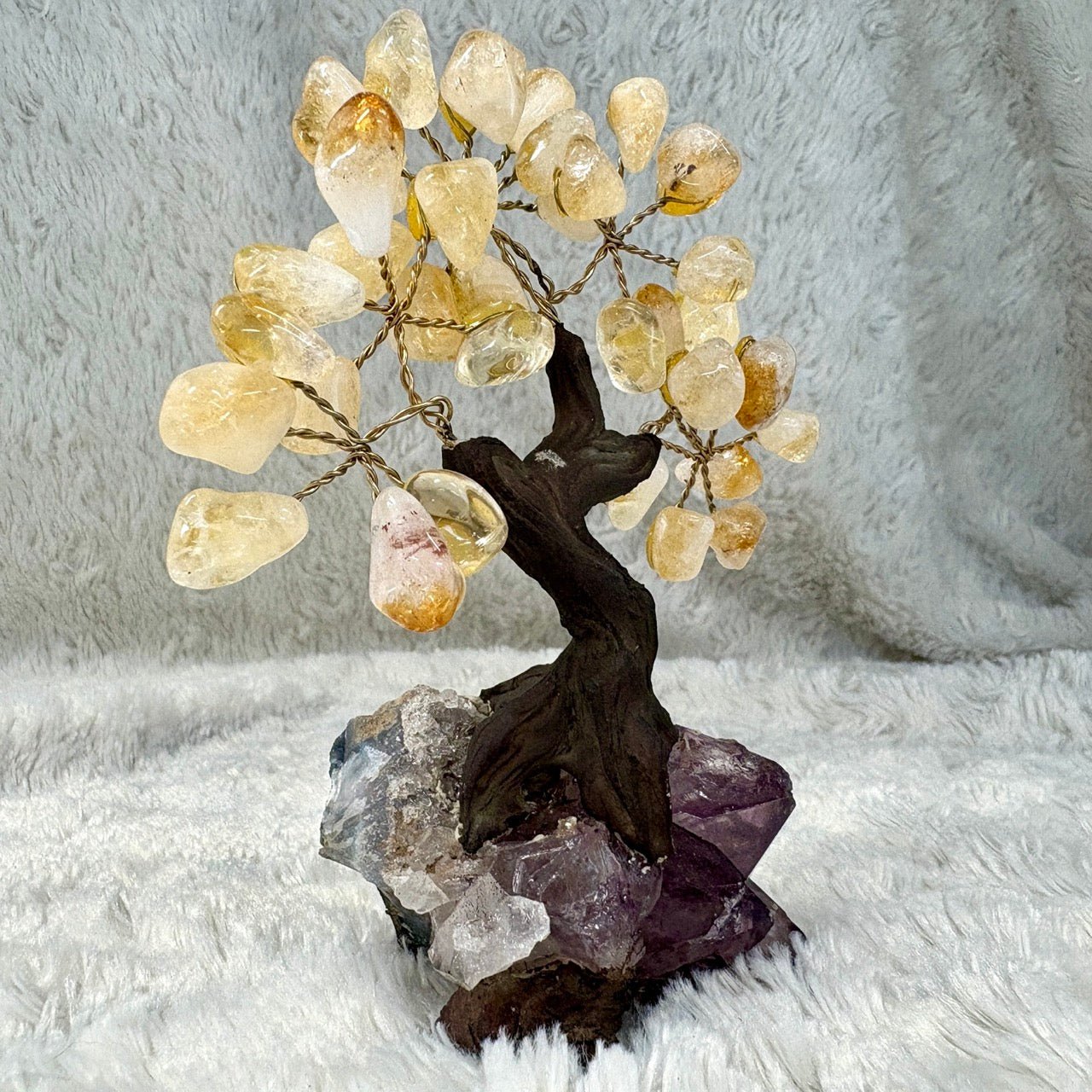 Kristallipuu - Sitriini - Ametisti 13cm - 03 - Valkoisen Liekin Voima