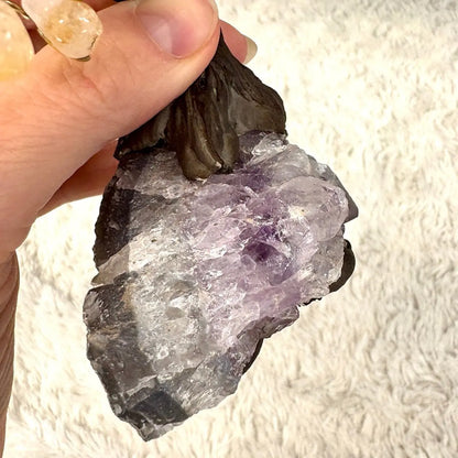 Kristallipuu - Sitriini - Ametisti 14cm - 02 - Valkoisen Liekin Voima