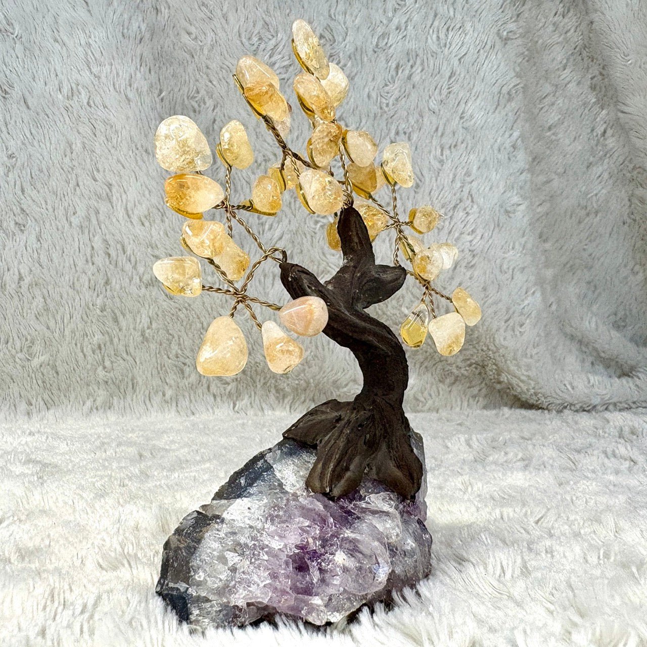 Kristallipuu - Sitriini - Ametisti 14cm - 02 - Valkoisen Liekin Voima